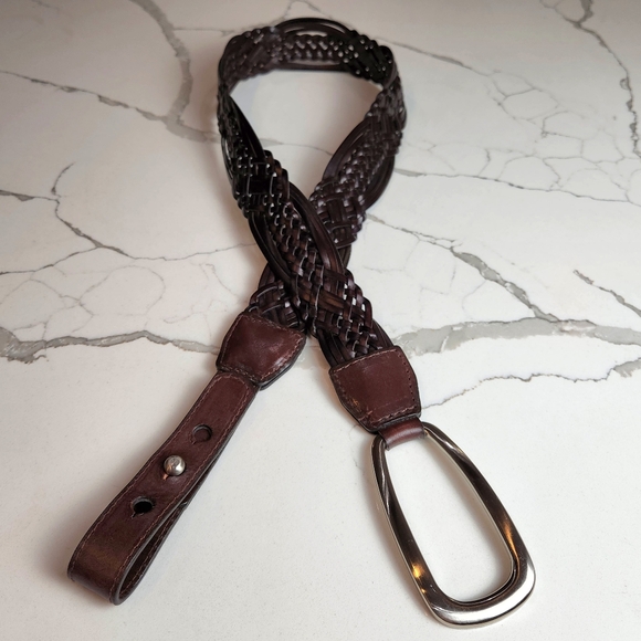 COLDWATER CREEK WIDE 100% LEATHER BRAIDED ADJUSTABLE BELT SIZE XL - Picture 6 of 6